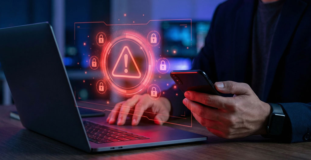 Tableau de bord de cybersécurité affichant des alertes en temps réel et graphiques d